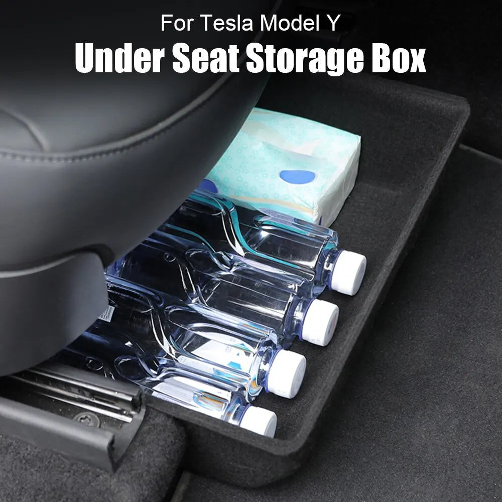 Tesla Model Y High Capacity Under Seat Storage Organizer – Sleek, Hidden Felt Drawer