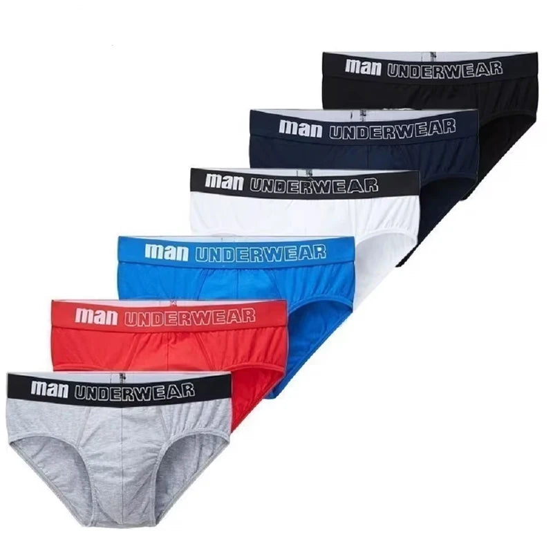 6PCS Men's Briefs 🩲 Soft Cotton Underwear | Fashion Bikini Brazilian Underpants | Casual Triangular Underwear for All Seasons