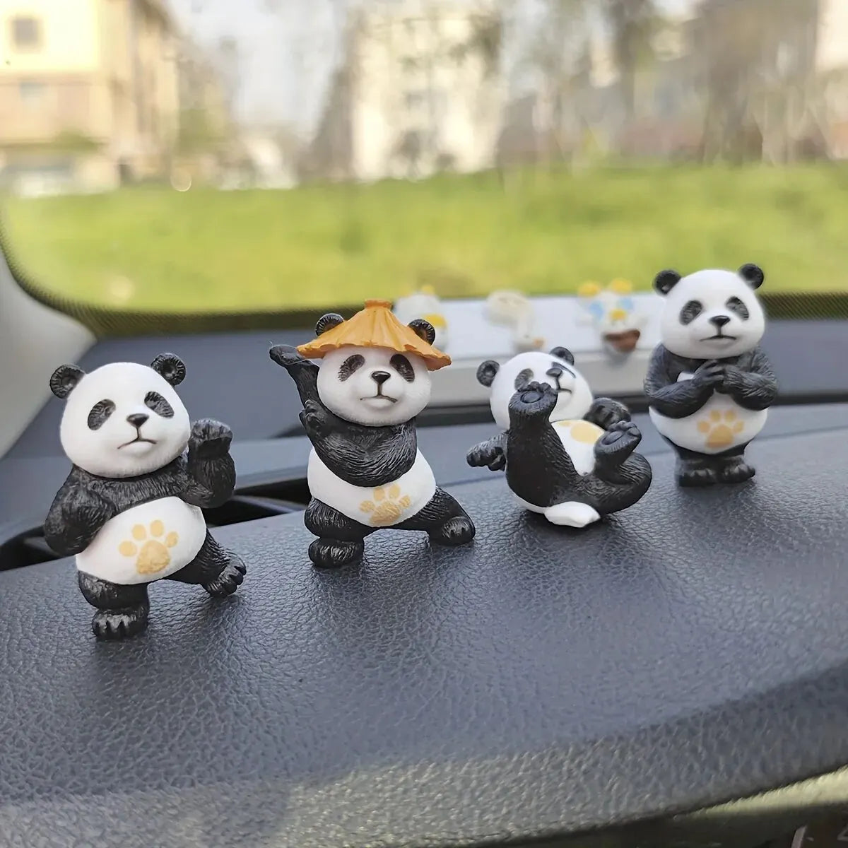 4pcs Panda Design Car Ornaments – Cute Interior Decor for Cars, Desks, and More