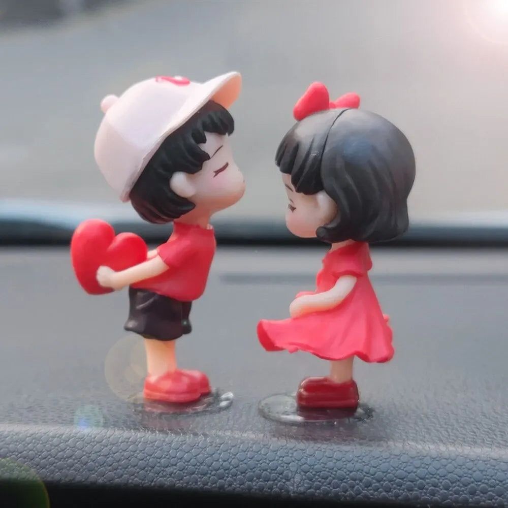 Couple Cute Ornaments for Car | Cartoon Dashboard Decorations | Lovely Kiss Couple Figurines