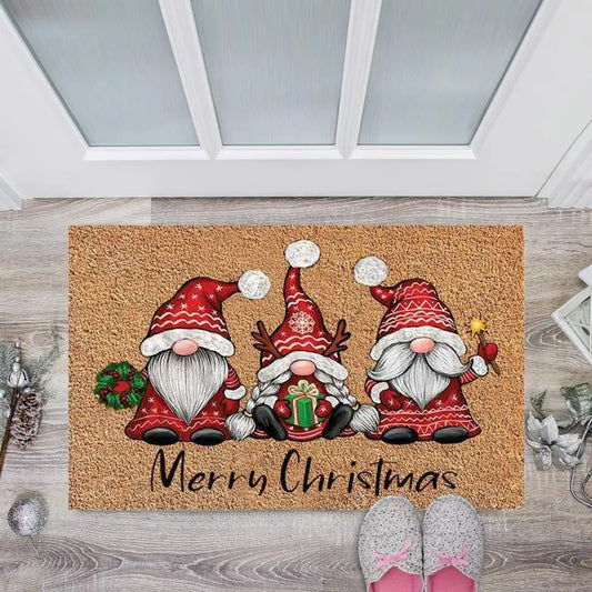 🎄 Christmas Welcome Gnome Doormat | Indoor & Outdoor Entrance Carpet | Funny Gnome Rug for Holiday Decor 🎉