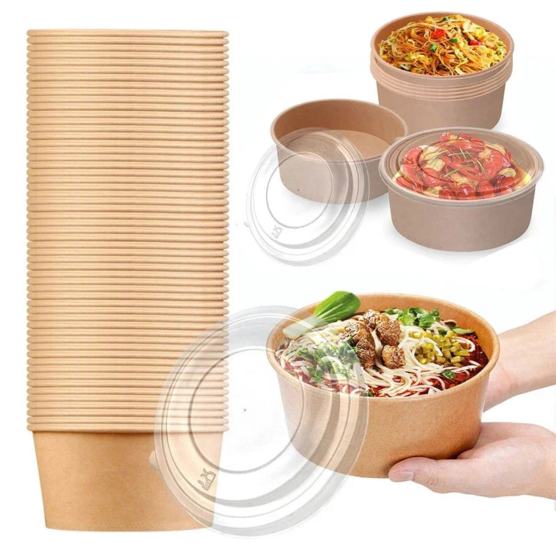 15PCS Kraft Paper Bowls – Eco-Friendly Disposable Salad, Soup & Snack Containers (500ml/750ml) for Meal Prep & Parties