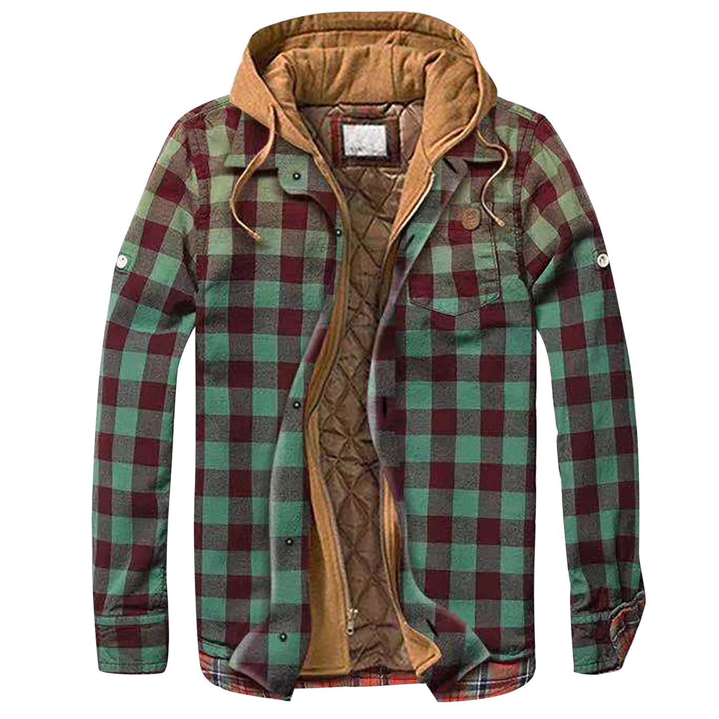 Men's Quilted Plaid Shirt Jacket with Hood 🧥 | Warm Autumn & Winter Casual Outerwear