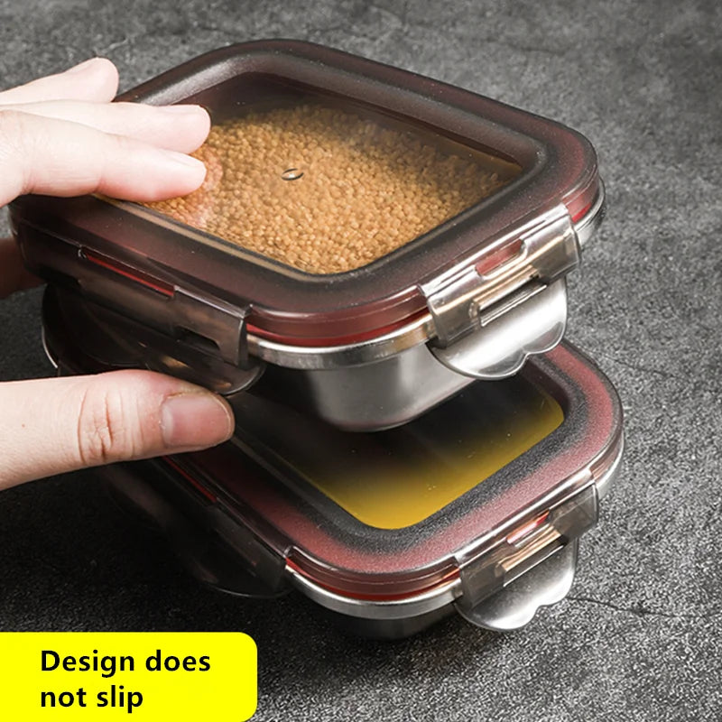 304 Stainless Steel Food Lunch Bento Box Sealed Leakproof Travel Storage Box Household Pickle Box Microwave Heating Lunchboxs