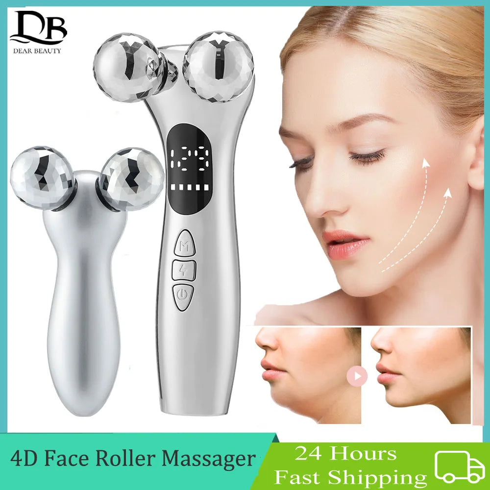 EMS Microcurrent Pulse Neck Face 4D Roller Massager 🌟