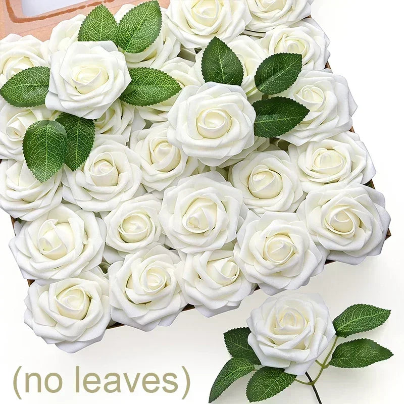 5-50PCS Artificial Foam Roses 🌹 | DIY Wedding Bouquets, Party & Home Décor Flowers