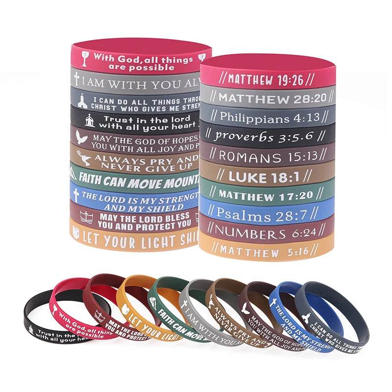 40Pcs Inspirational Bible Verse Silicone Bracelets | Faith-Based Rubber Wristbands | Christian Gifts for Men, Women & Teens | Motivational Wristbands