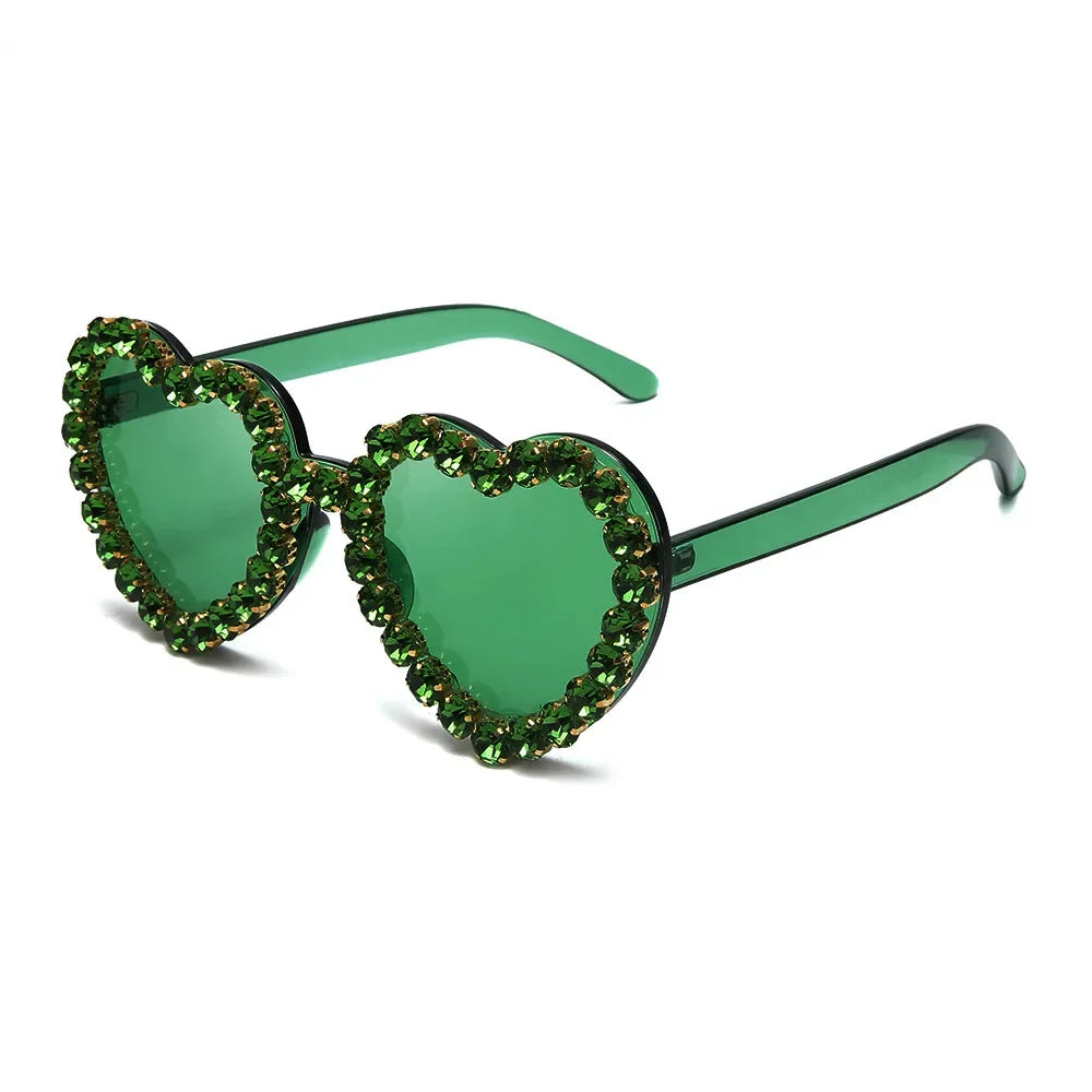 Fashion Irish Shamrock Sunglasses Green Four Leaf Clover Leprechaun Costume Glasses St. Patrick's Day Rimless Decor Sun Glasses