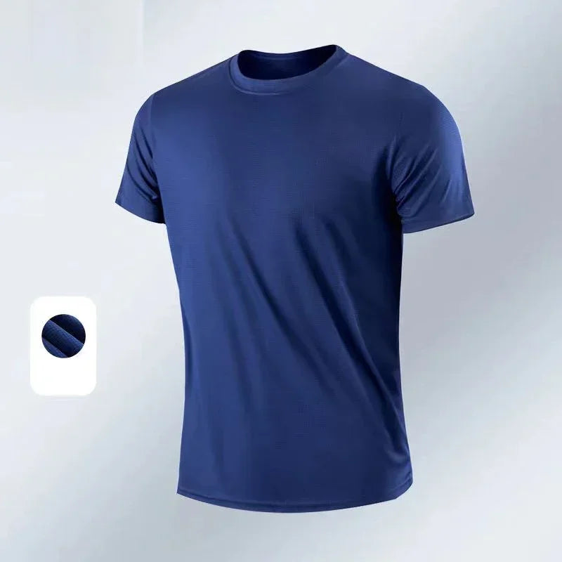 Men's Ice Silk T-Shirt – Quick Dry Gym Tee 💪 Summer Casual Running Shirt