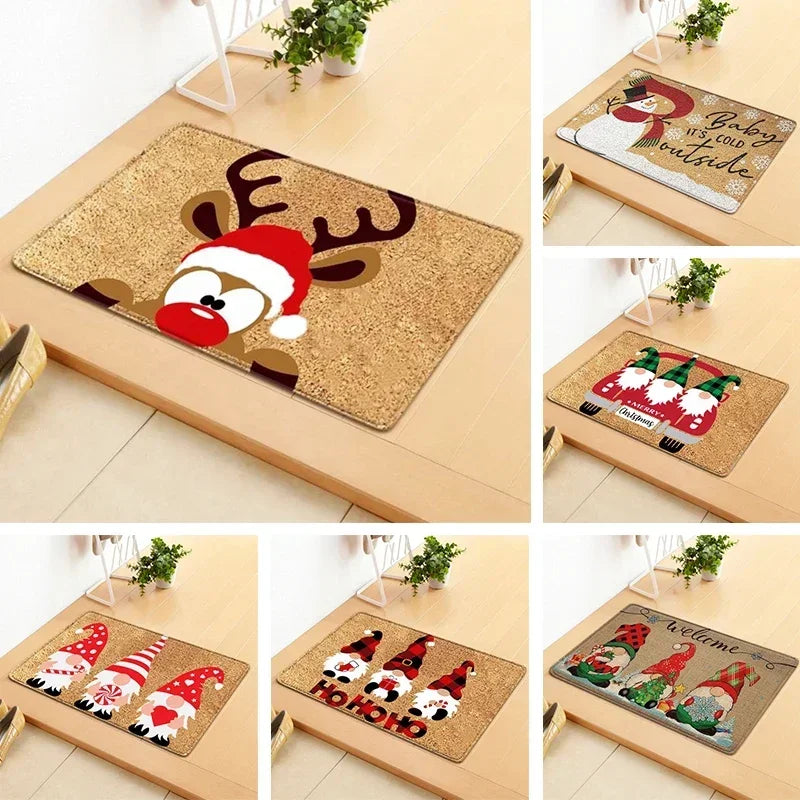 🎄 2025 Christmas Doormat 🎅 | Merry Xmas Gnomes & Elk Rug for Indoor/Outdoor Holiday Decor! ❄️