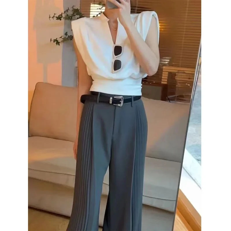 Women Blouses V-neck Korean Style Elegant Chic