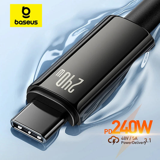 Baseus 240W USB C Cable for iPhone 15, PD3.1 Supercharge for MacBook PC, Realme 5A Fast Charger Type C Cable for Xiaomi OnePlus