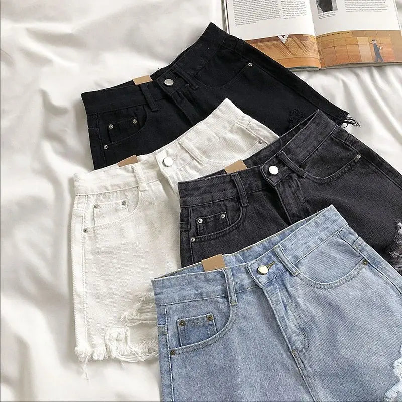 Casual High Waist Denim Shorts for Women