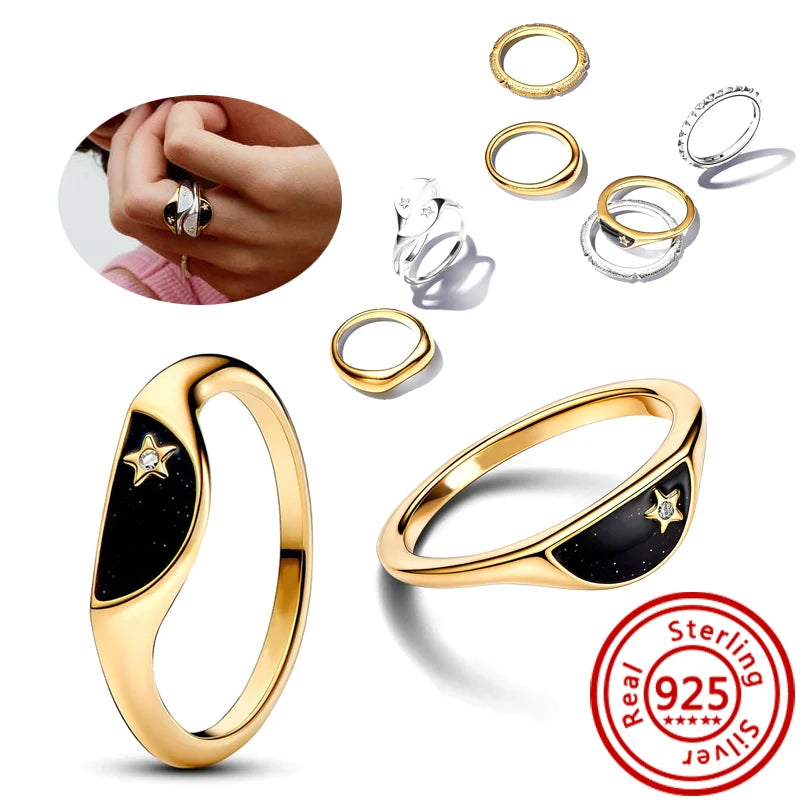 ✨ New 925 Sterling Silver Pantaro Rings – Sparkling Stacking Pearls, Hearts, Stars, and Moon Design ✨