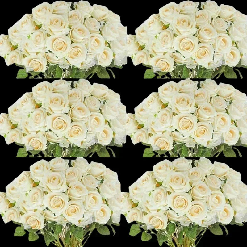 20/50PCS Realistic Velvet Silk Roses 🌹 | Artificial Flower Bouquet for Wedding, Home & Party Decor