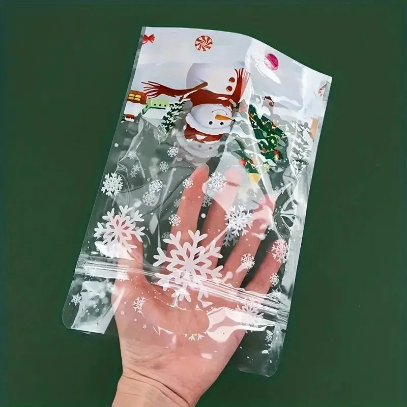 🎉 50PCS Happy New Year & Christmas Bread Packaging Bags 🎄 | Santa Claus Handle Gift Bags for Homemade Treats 🍞