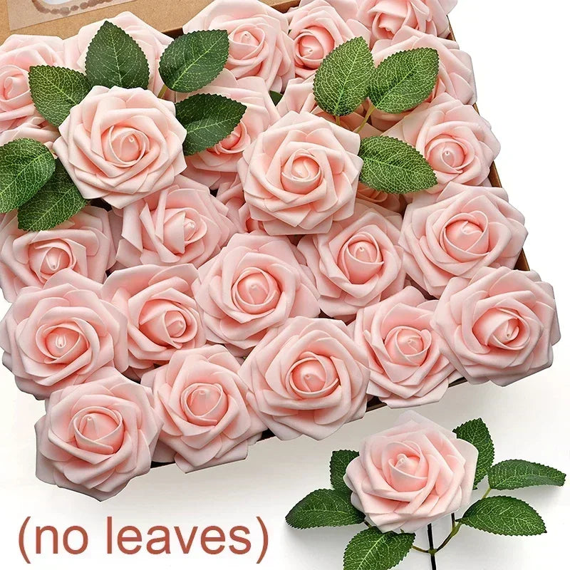 5-50PCS Artificial Foam Roses 🌹 | DIY Wedding Bouquets, Party & Home Décor Flowers