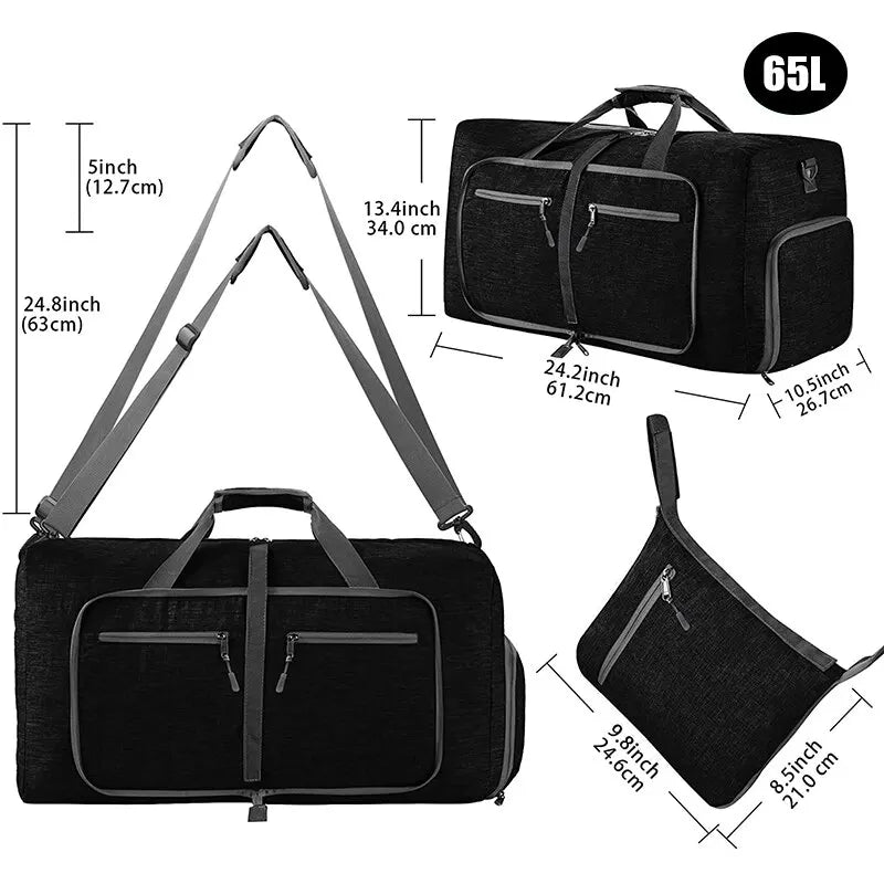 Large Capacity 65L Sports and Fitness Bag – Foldable, Portable, Dry/Wet Separation, Waterproof and Tear-Resistant