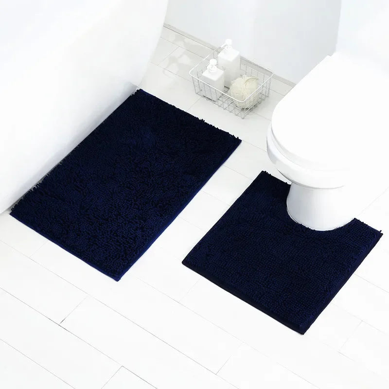 Velvet Bathroom Floor Mat 3-Piece Set | Stone Embossed Toilet Carpet | Non-Slip Absorbent Bath Rug Set