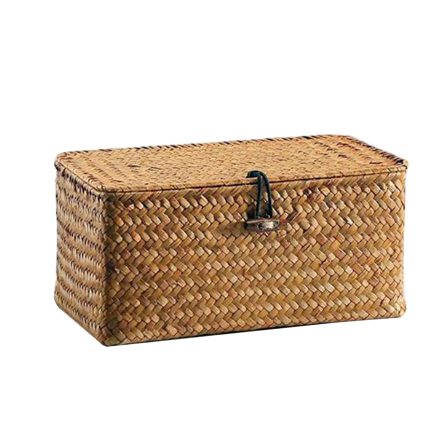 Handmade Wicker Storage Basket with Lid – Rattan Organizer for Laundry, Toys & More