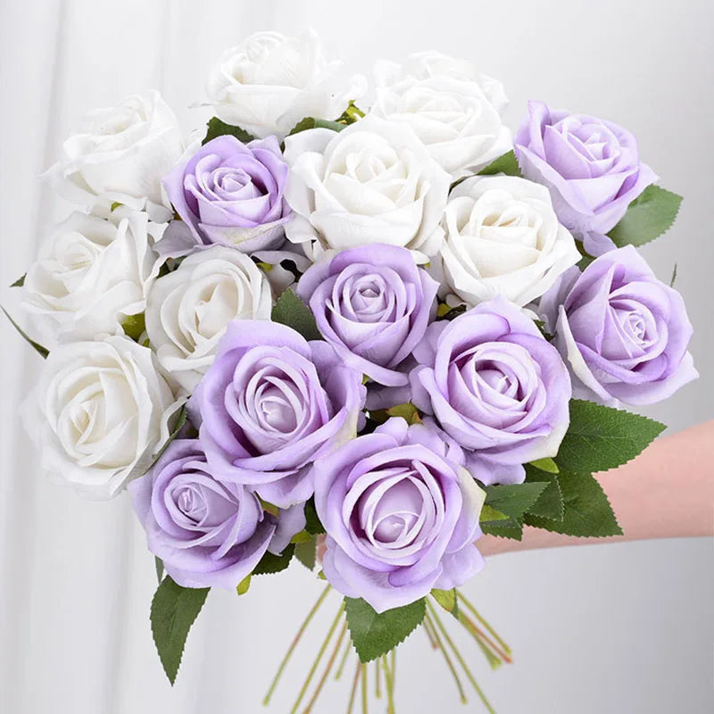 3/5/10/20PCS Real Touch Artificial Roses | Fake Rose Flower Branch for Wedding & Home Decor