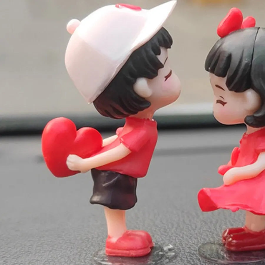 Couple Cute Ornaments for Car | Cartoon Dashboard Decorations | Lovely Kiss Couple Figurines