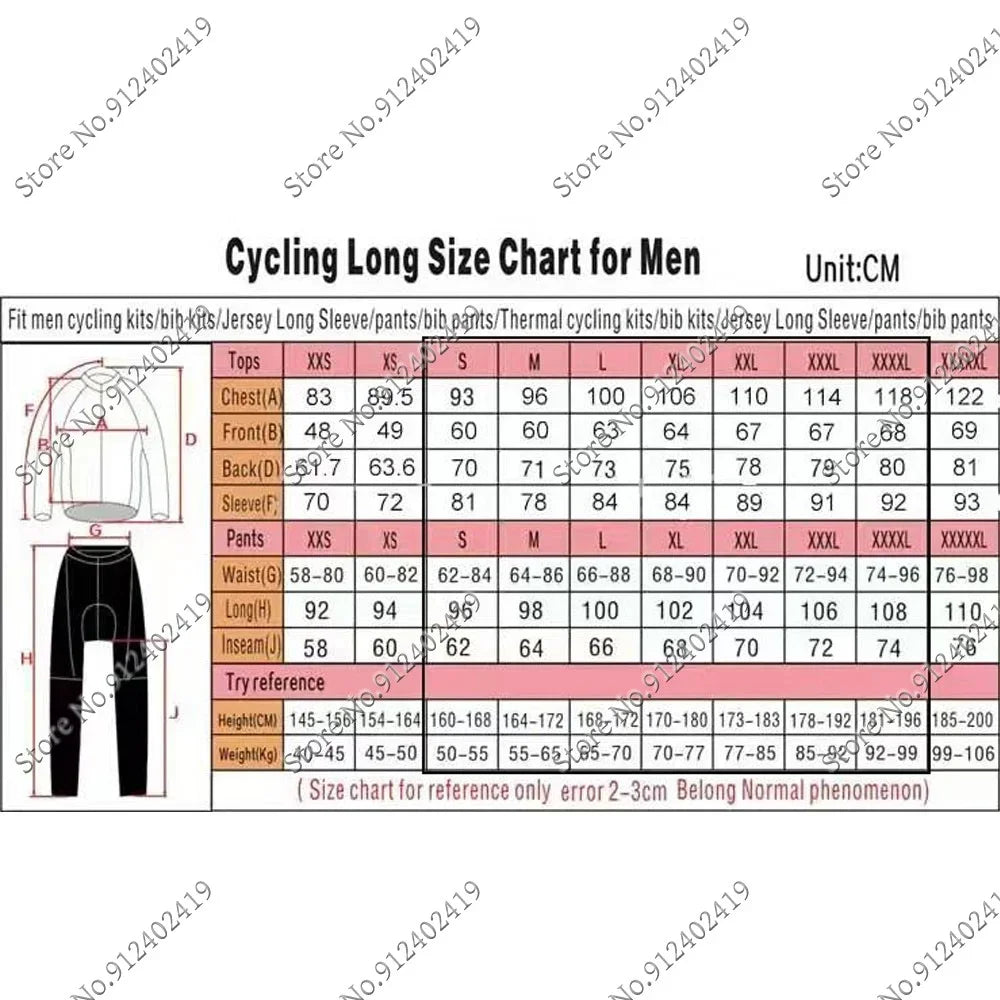 Men's Long Sleeve Cycling Kit 🚴‍♂️ | MTB Bib Pants & Jersey Set with Gel Pad | Road Bike Suit