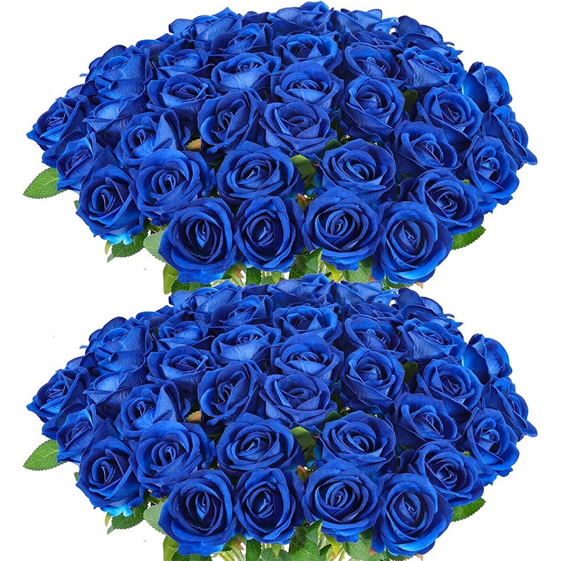 50PCS Artificial Velvet Roses 🌹 | Long Stem Fake Flowers for DIY Wedding & Home Décor