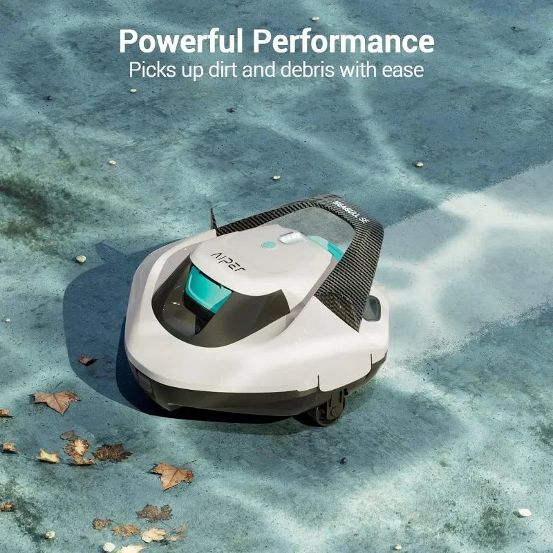 Cordless Robotic Pool Cleaner, Pool Vacuum Lasts 90 Mins, LED Indicator, Self-Parking, Up to 860 Sq.ft - White