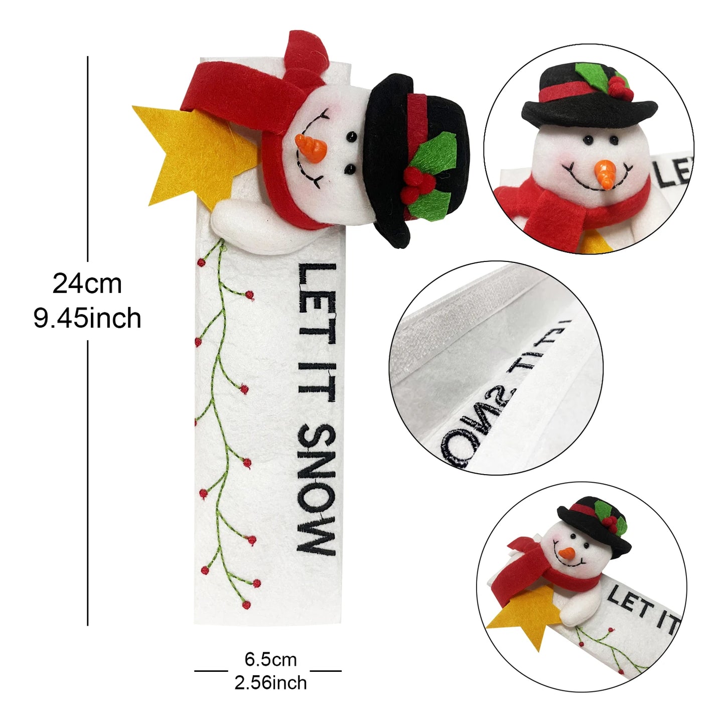 2024 Christmas Handle Covers | Santa Claus & Snowman Designs for Fridge, Oven, Dishwasher | Festive Kitchen Decor