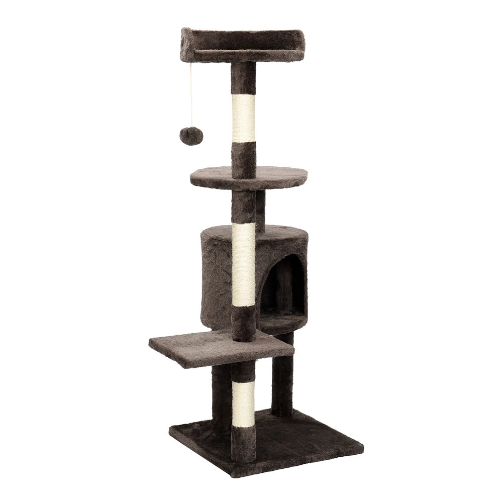 Cat Tree Multi-Level Tower Condo, Scratching Post Kitten Toy, Cozy Condo Climb Furniture, Climbing Tower Activity Centre - Dark Brown