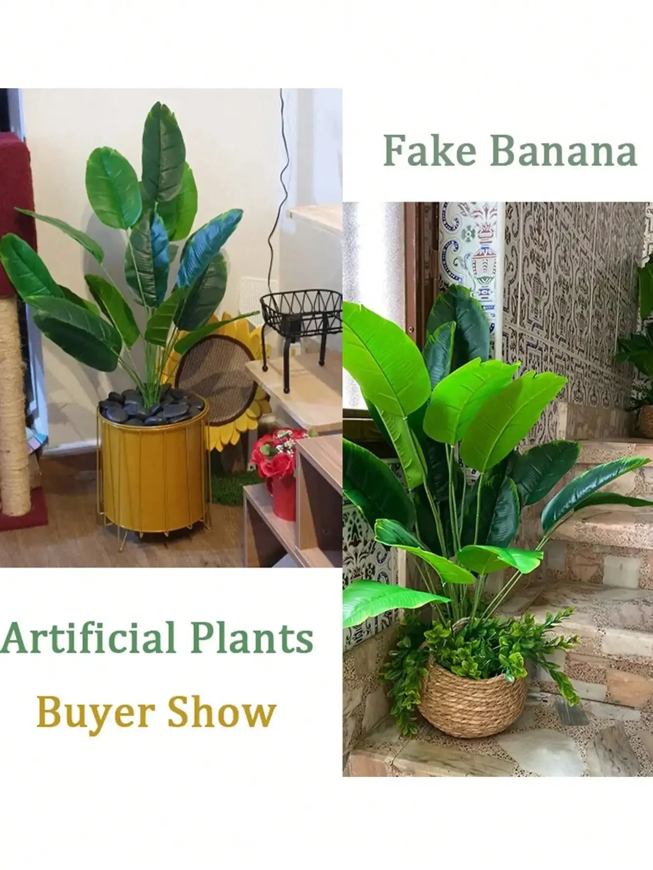 🌴 Artificial Tropical Palm Tree - Real Touch Banana Plants Leaves 🌴