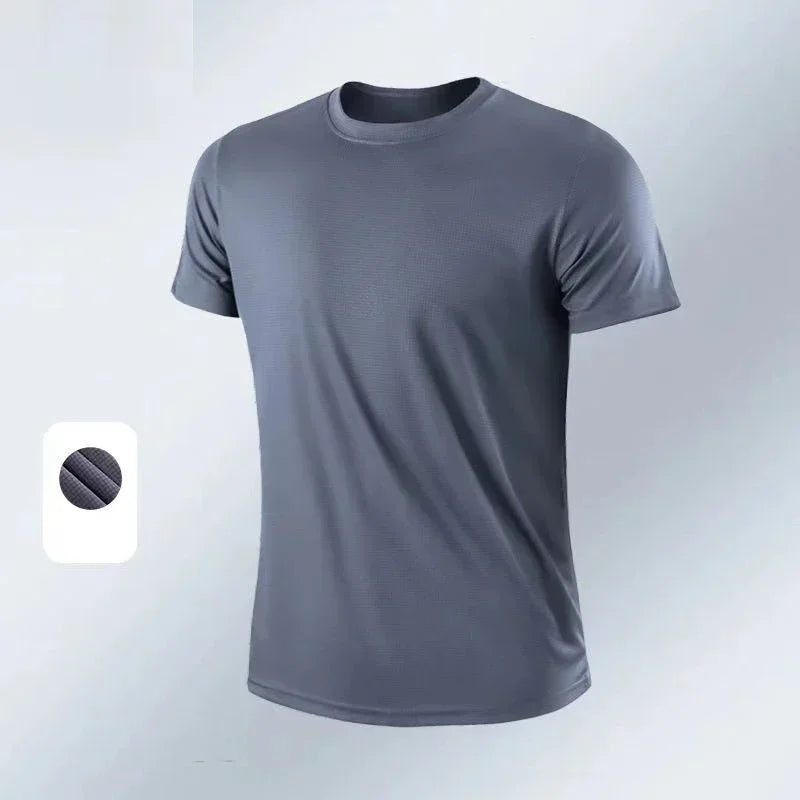 Men's Ice Silk T-Shirt – Quick Dry Gym Tee 💪 Summer Casual Running Shirt