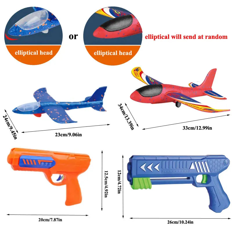 Kids 24/34cm Foam Plane Launcher Outdoor Toy for Boys and Girls