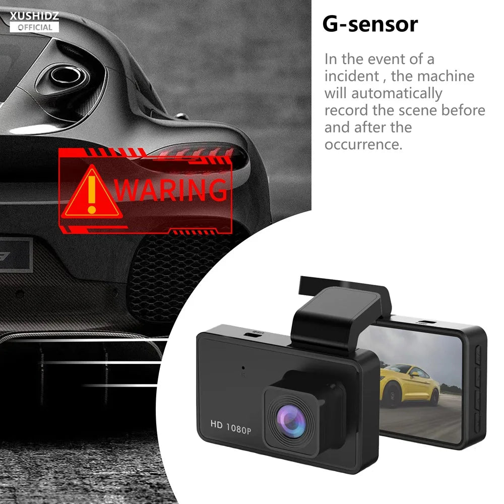 1080P Dash Cam with Night Vision | Car DVR Vehicle Recorder with G-Sensor and HDR for Loop Recording