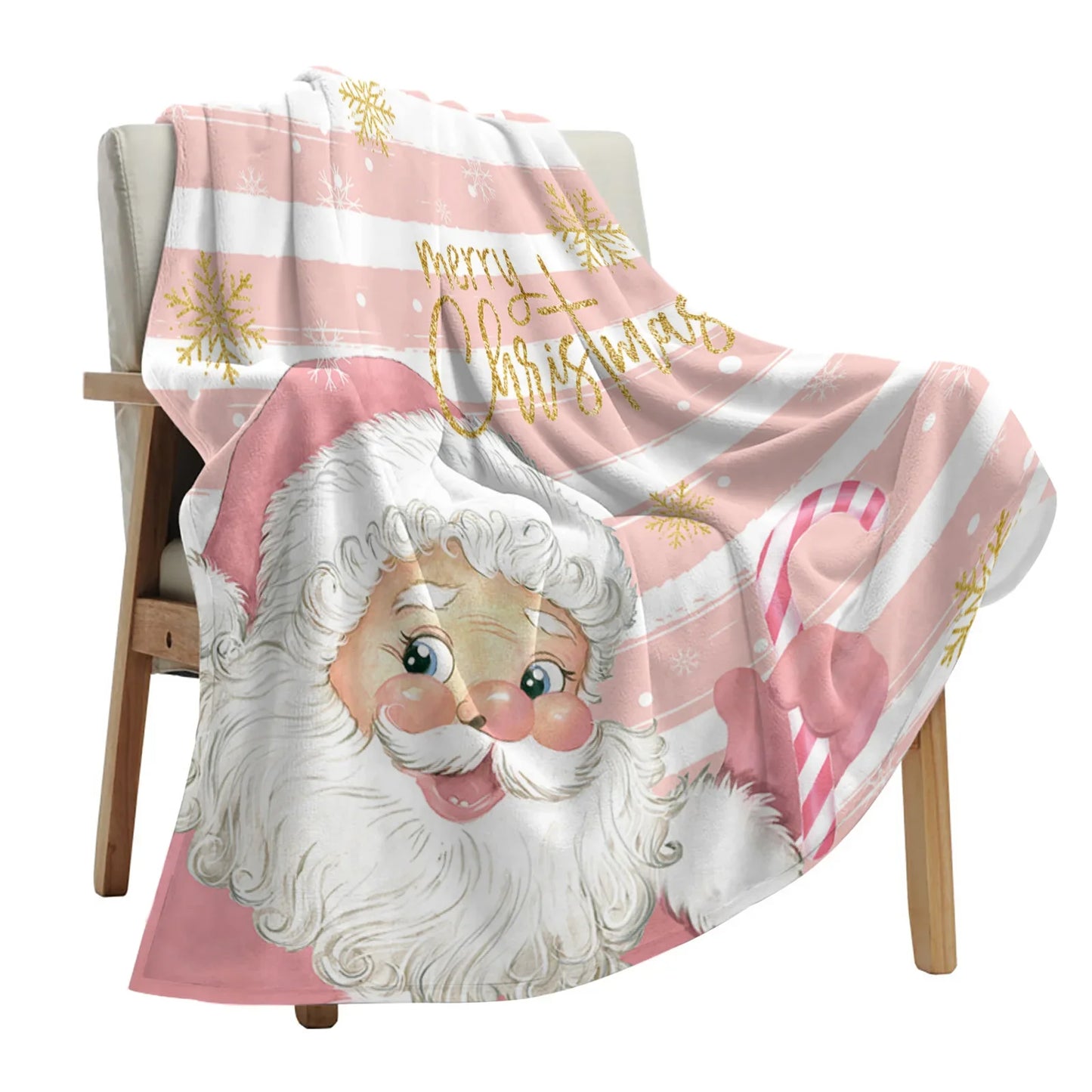 "🎅 Cozy Christmas Throw Blanket 🌟 | Santa & Snowflakes Design 🎄