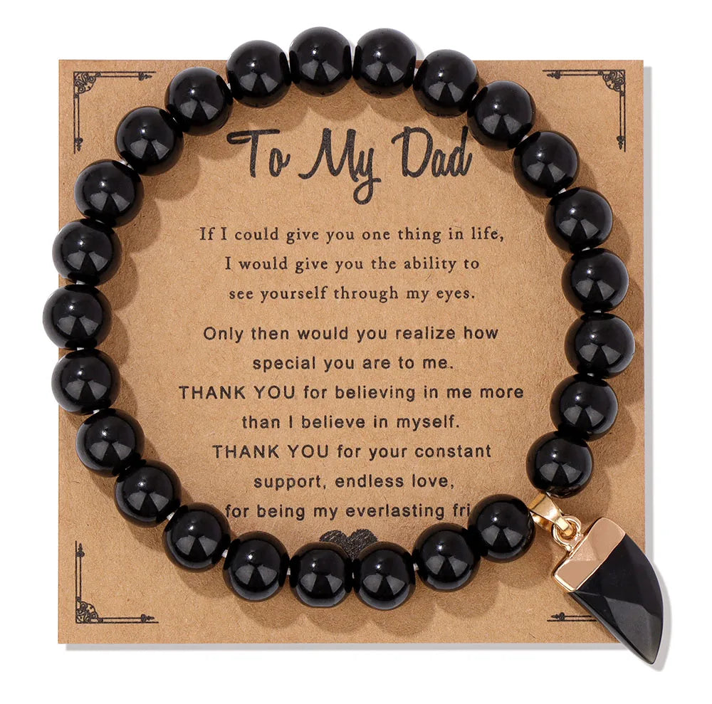 Family Cache Bracelet – Natural Stone Bead Jewelry Gift for Dad, Mom, Son, Sister, and More - Bracelet for women