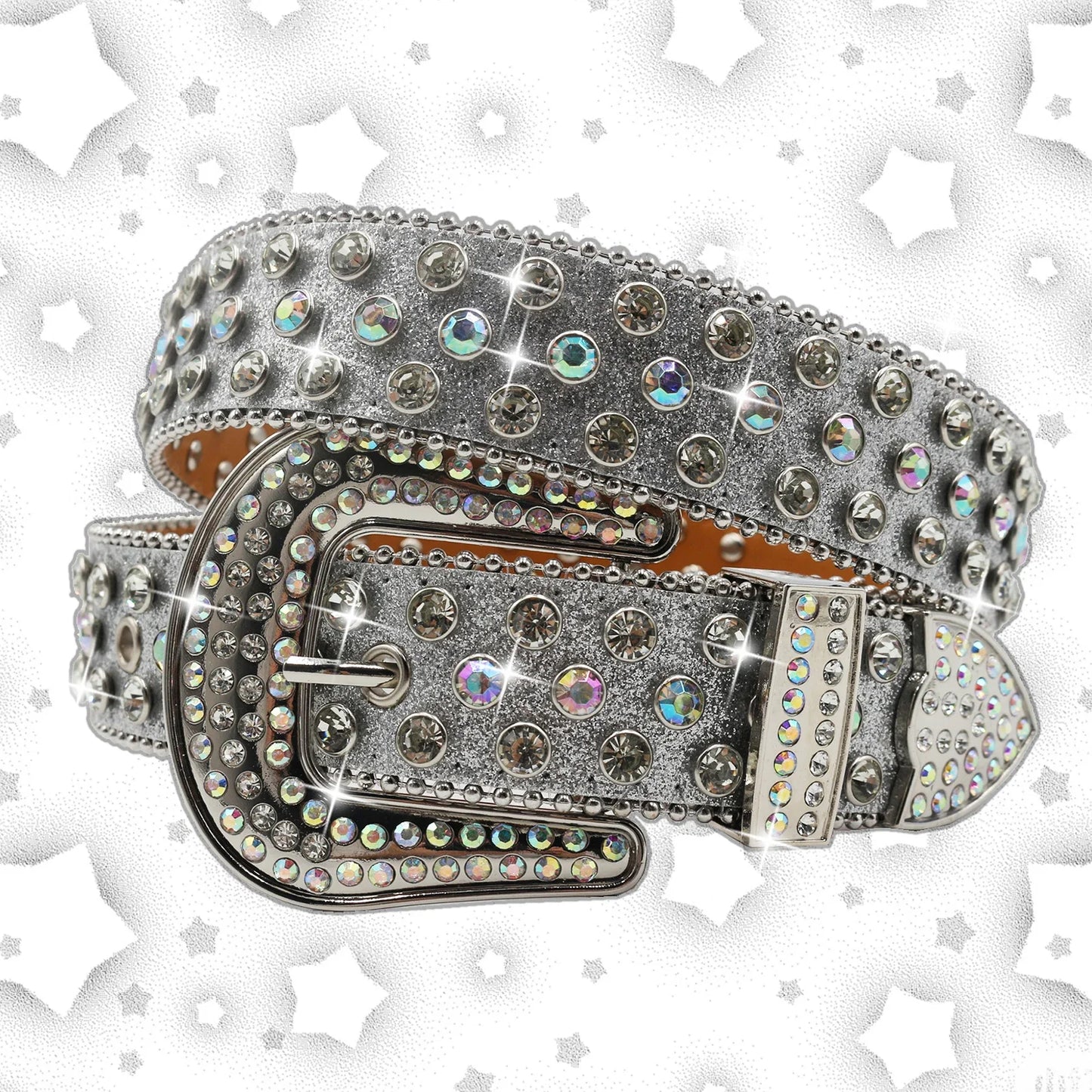 Rhinestone Rivet Belt | Glitter PU Leather Punk Belt | Hip Hop Cowboy Cowgirl Fashion Accessory