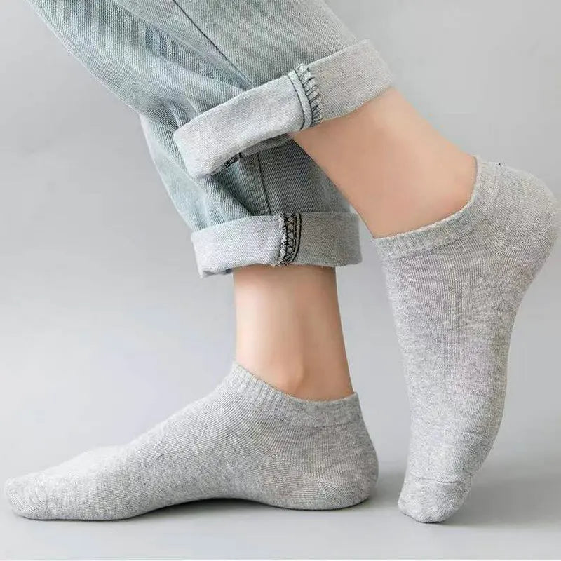 5 Pairs Low Cut Ankle Socks - Solid Color