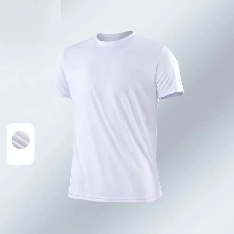 Men's Ice Silk T-Shirt – Quick Dry Gym Tee 💪 Summer Casual Running Shirt