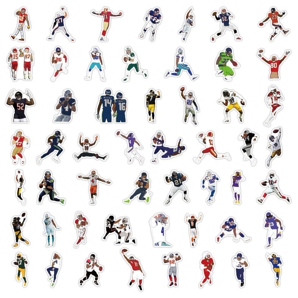 🏈 Creative Cartoon Super Bowl Player Stickers Set! 🎨