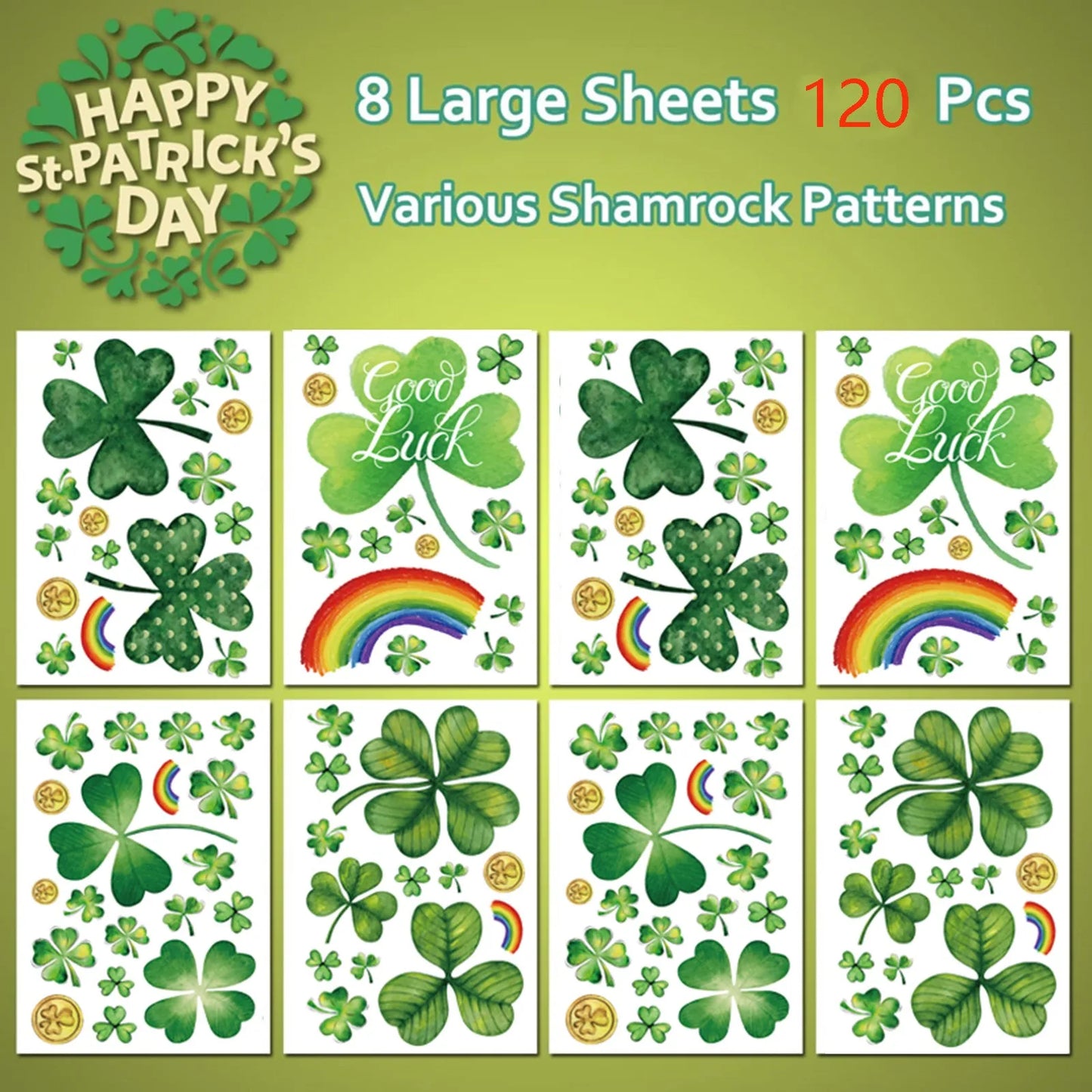 St Patricks Day Window Clings  Stickers For St Patricks Day Decorations 120 PCS Reusable Static Window Decor woon assecoires