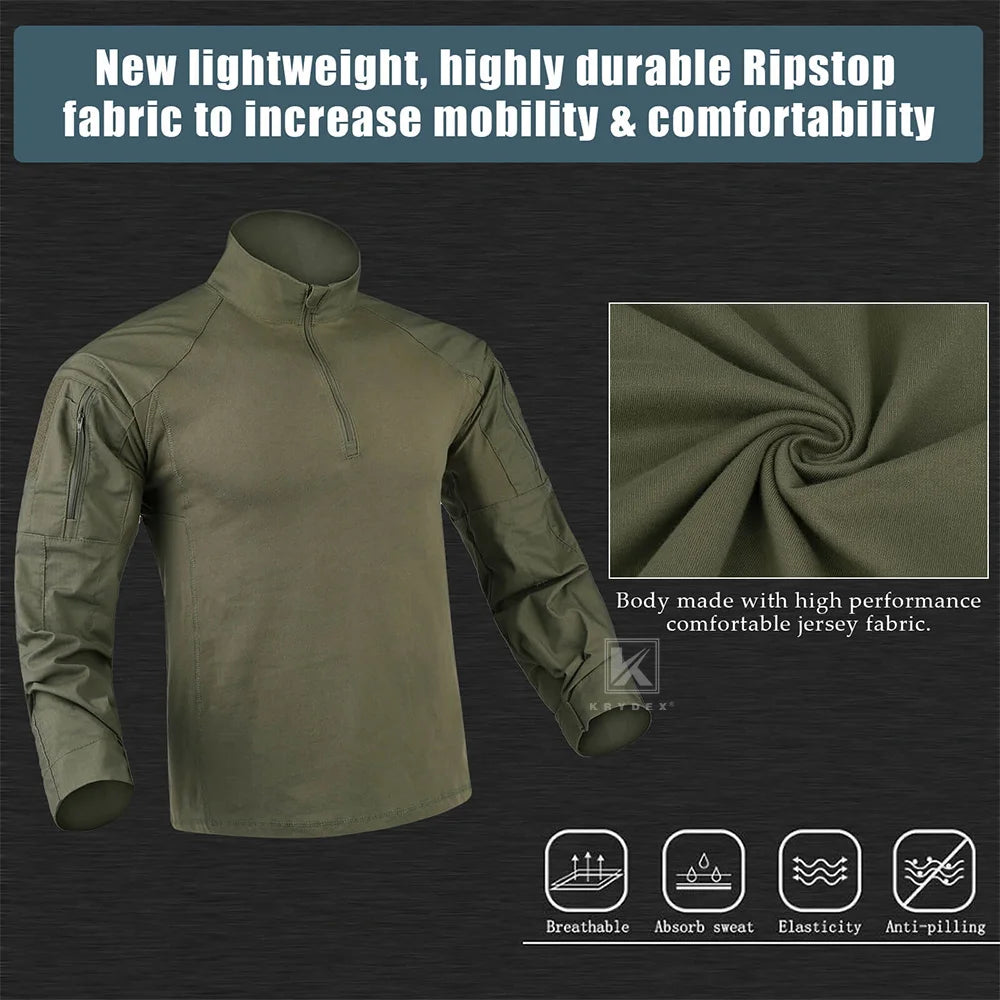 Ranger Green Tactical G4 Combat Shirt w/ Elbow Pads | Military Camo Assault Top for Hunting & Airsoft