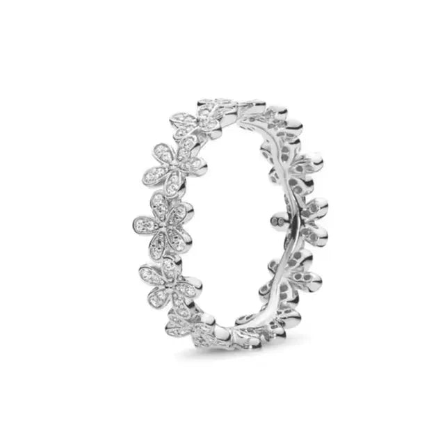 🌹 925 Sterling Silver Infinite Heart & Daisy Ring – A Timeless Gift for Women