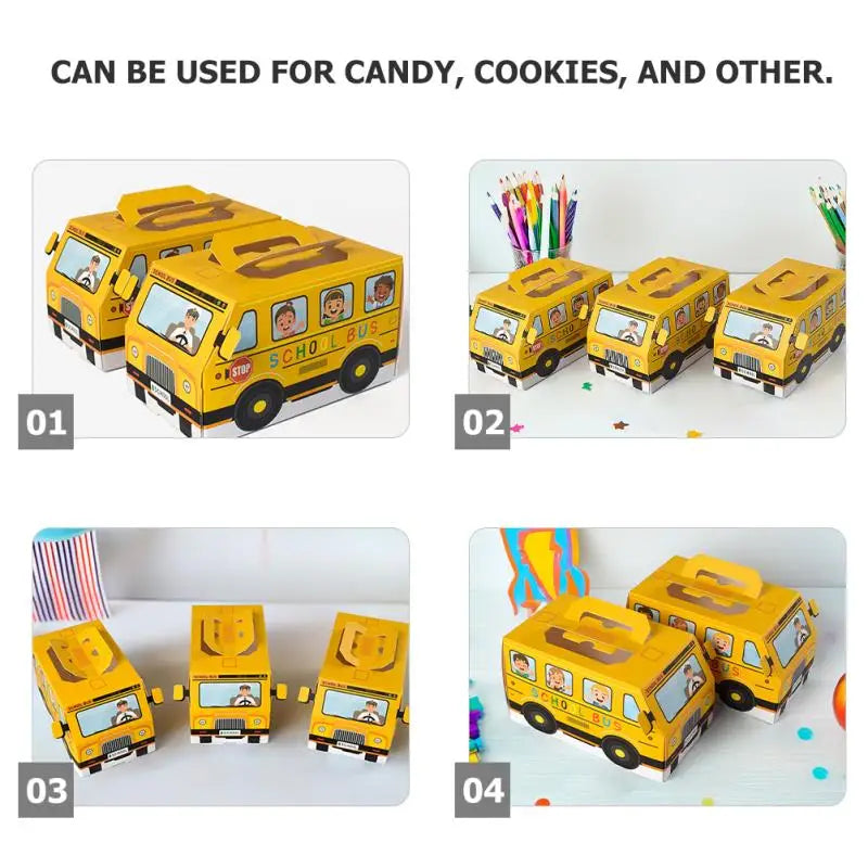 🚌✨ 12pcs Back-to-School Bus-Shaped Candy Boxes – Perfect Party Favors & Treat Boxes! 🎉🍬