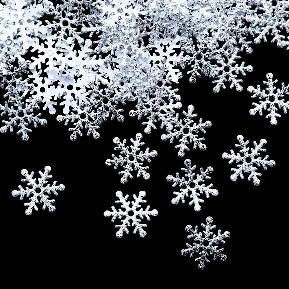 300pcs 2cm Christmas Snowflakes Confetti Xmas Tree Ornaments Christmas Decorations for Home Winter Party Cake Decor Supplies