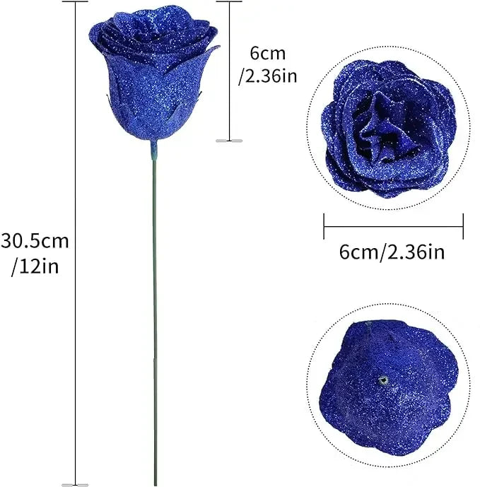 30/50PCS Glitter Artificial Roses | Valentine's Day & Wedding DIY Flowers | Romantic Gift for Wife, Girlfriend, Mother