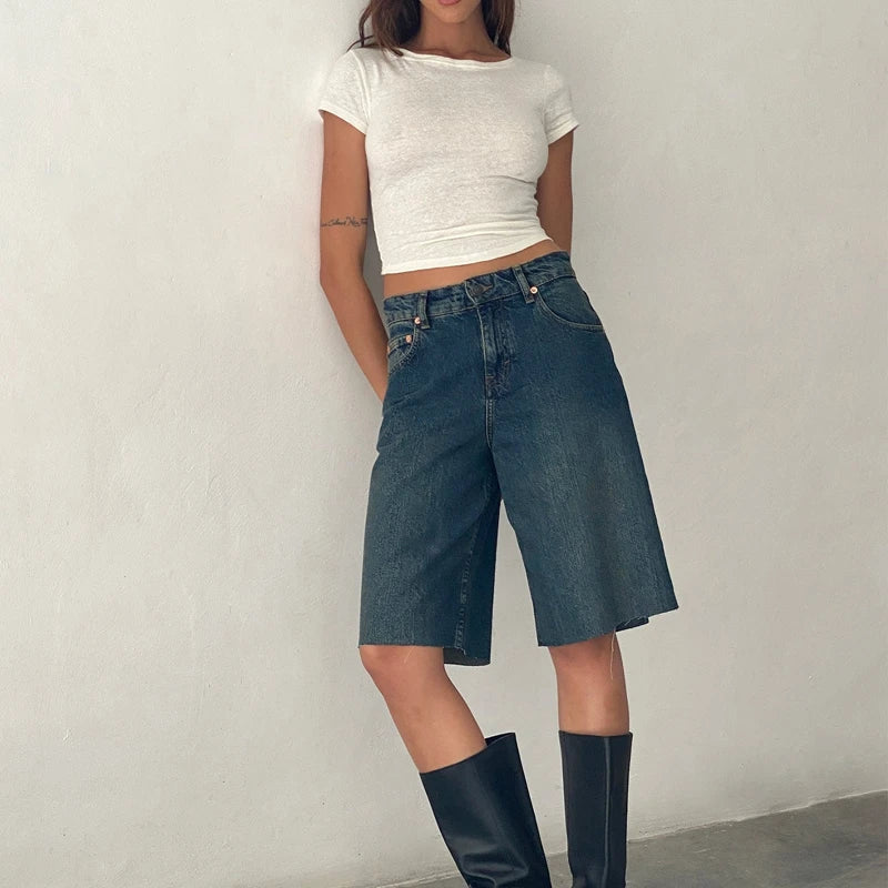 2000s Retro Wide Leg Baggy Jeans Women High Waisted Loose Fit Pants Y2K Aesthetic Vintage Grunge Denim Shorts Streetwear