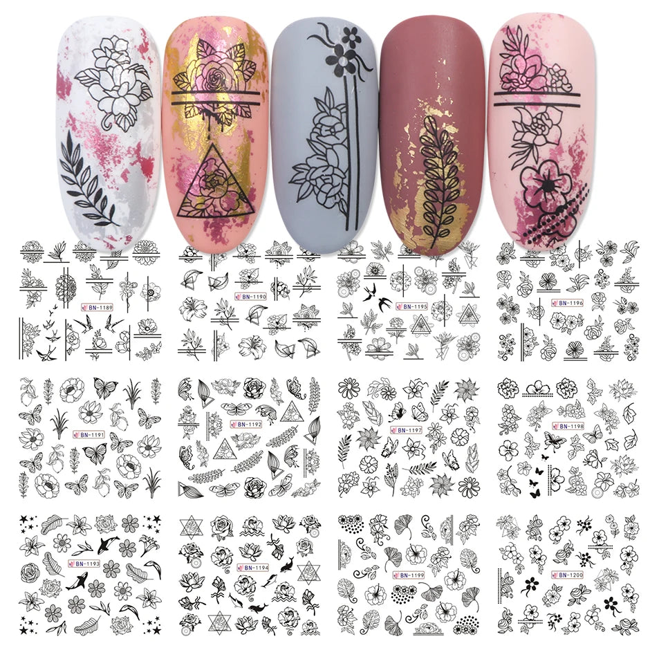 Valentine's Day Rose Nail Stickers | Full Cover French Blooming Flower Sliders | Water Decals for Manicure