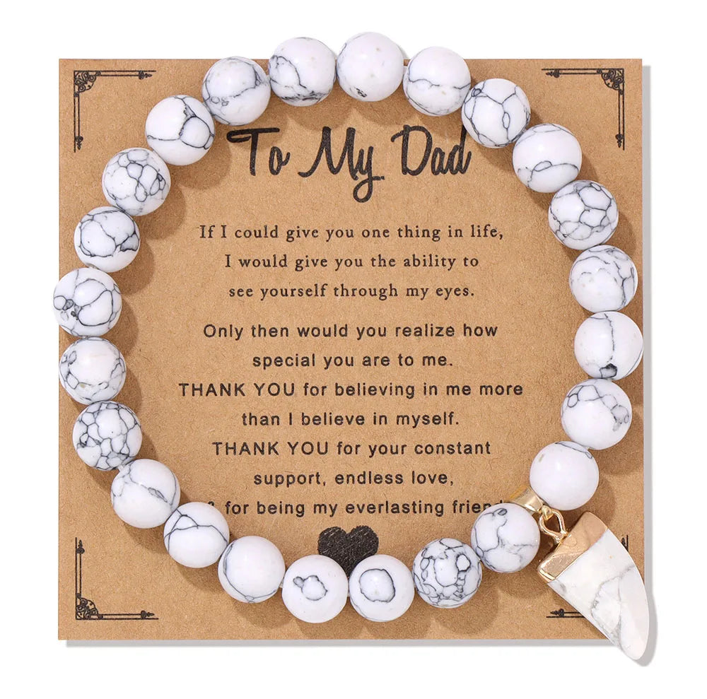 Family Cache Bracelet – Natural Stone Bead Jewelry Gift for Dad, Mom, Son, Sister, and More - Bracelet for women